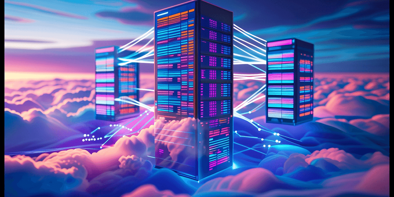 a computer servers in the clouds