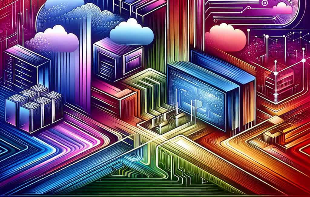 Images of bright differing gradients with a focus on technology, cloud compute, networking, storage, AWS, Azure, Google Cloud Platform, Wordpress Hosting.