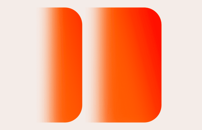a red and white logo