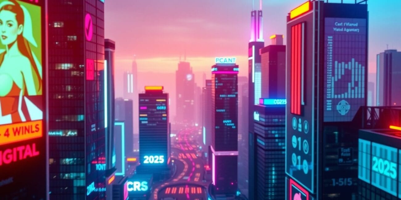 a city with buildings and neon lights. Elementor slow