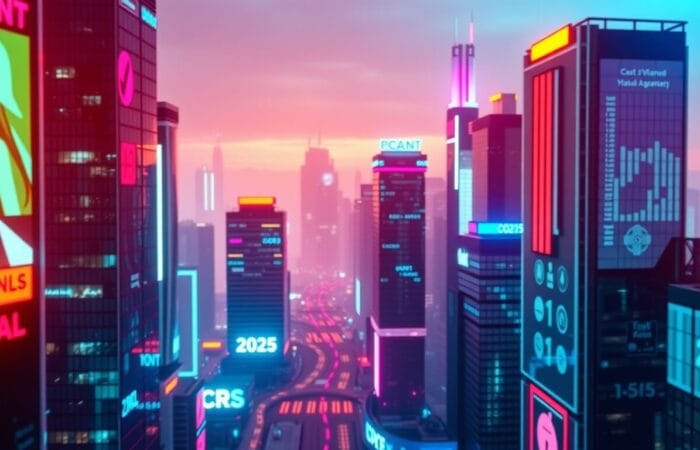 a city with buildings and neon lights. Elementor slow